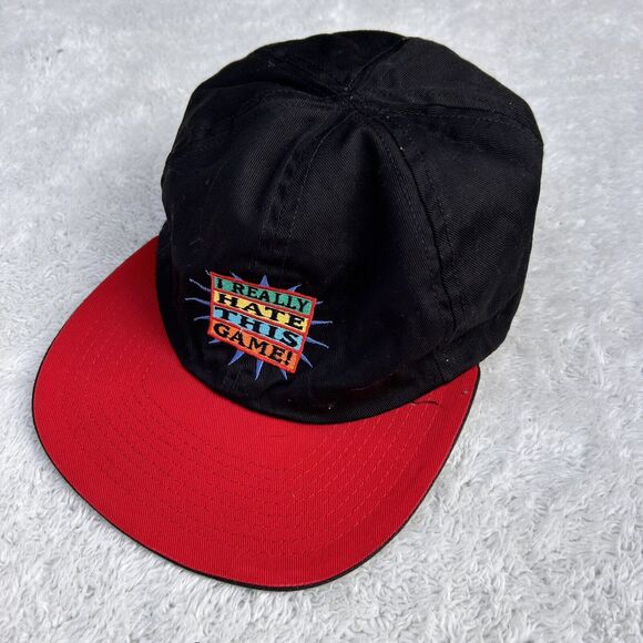 VINTAGE Reversible Sports Hat 90s Cap Stretch Back I Really Hate Love This Game - Picture 12 of 13